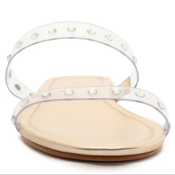 SCHUTZ āARIELLEā GOLD & CLEAR SLIDE SANDALSš - Picture 5 of 9